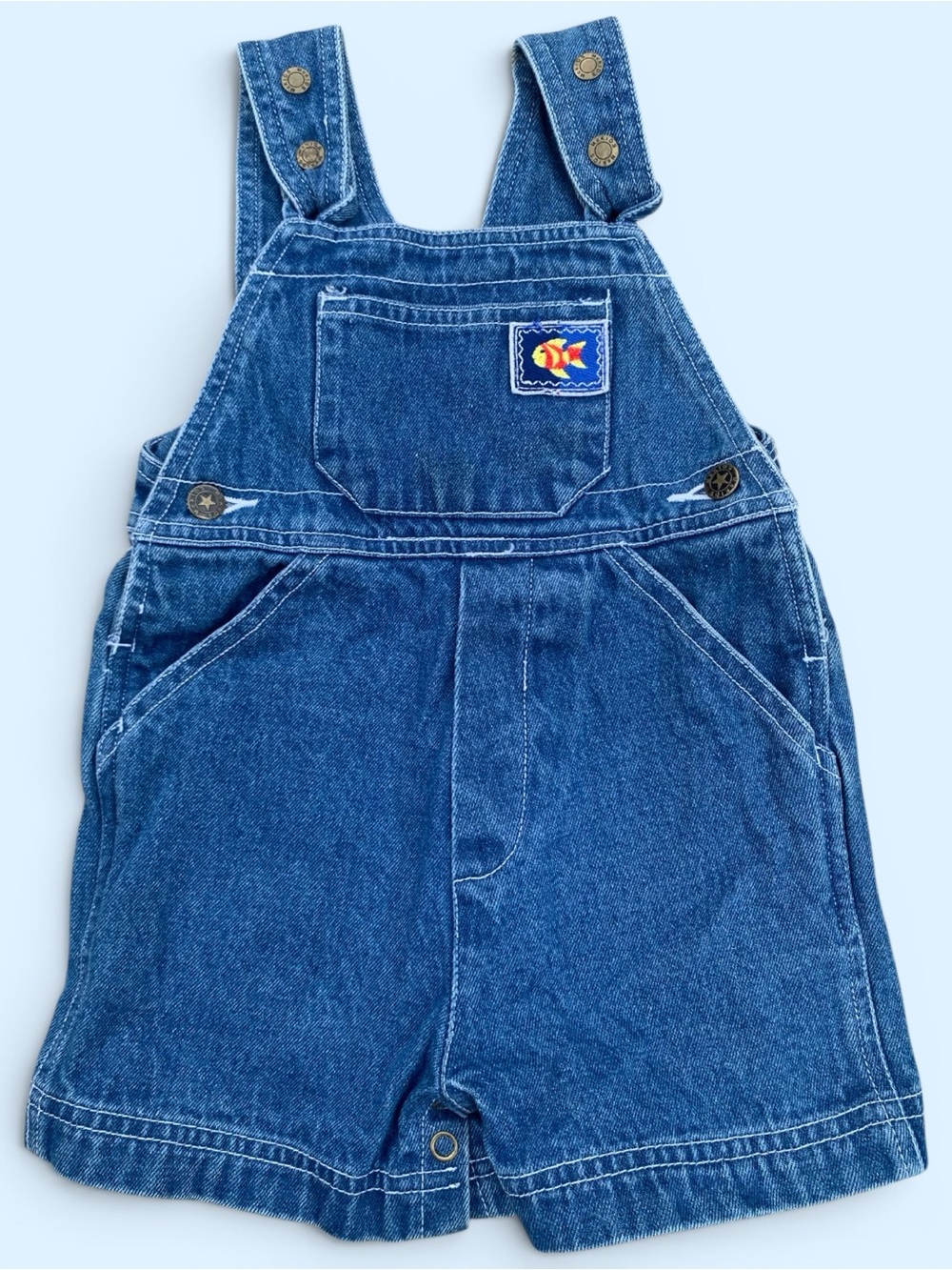 Vintage 90s McDonald's McKids Blue Denim Kids Overalls Shorts Size 2T
